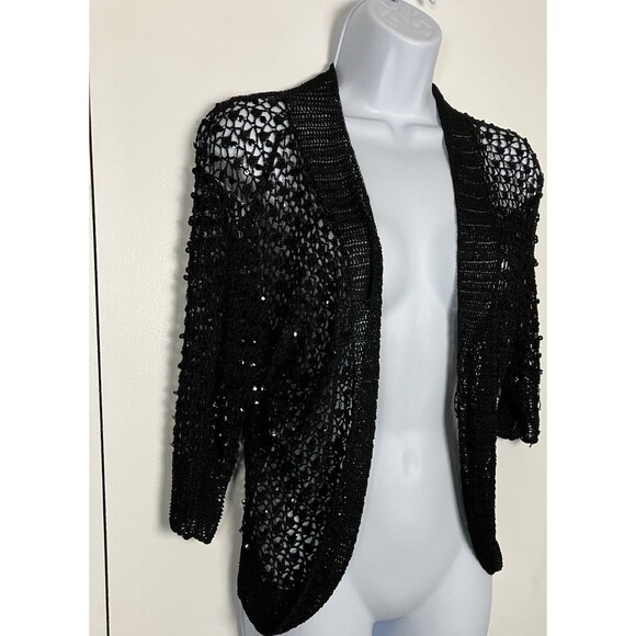 Camille La Vie Sweaters - Camille La Vie Open Knit Sequined Black Sweater Size Medium